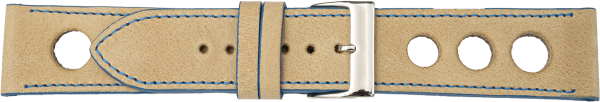 PREMIUM Lederuhrarmband beige / blau