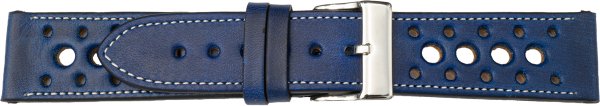 PREMIUM Lederuhrarmband blau / wei&szlig;