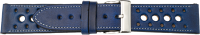 PREMIUM Lederuhrarmband blau / weiß