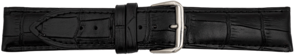 leather watch strap crocodile grain black