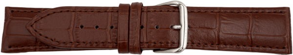 leather watch strap crocodile grain dark brown
