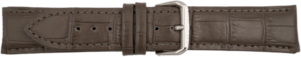 Lederuhrarmband Krokoprägung grau