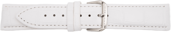 leather watch strap crocodile grain white