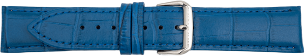 leather watch strap crocodile grain blue