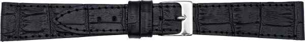 PREMIUM Lederuhrarmband Krokopr&auml;gung schwarz