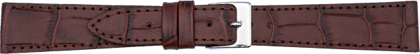 PREMIUM Lederuhrarmband Krokopr&auml;gung dunkelbraun
