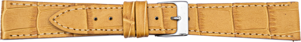 PREMIUM Lederuhrarmband Krokopr&auml;gung goldbraun