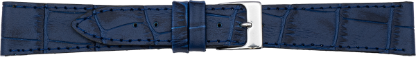 PREMIUM Lederuhrarmband Krokopr&auml;gung dunkelblau