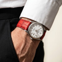 PREMIUM Lederuhrarmband Krokoprägung rot