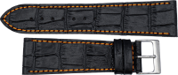 PREMIUM Lederuhrarmband Krokoprägung schwarz/orange