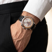 PREMIUM Lederuhrarmband Krokoprägung schwarz/orange