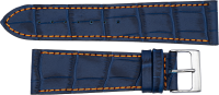 PREMIUM Lederuhrarmband Krokoprägung dunkelblau/orange