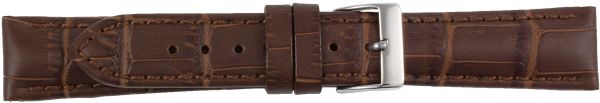 leather watch strap crocodile grain dark brown