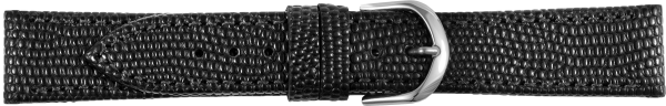 Lederuhrarmband Eidechspr&auml;gung schwarz