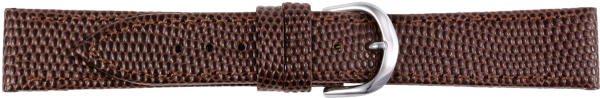 leather watch strap lizard grain dark brown