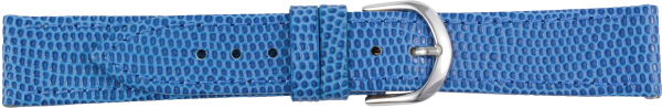 Lederuhrarmband Eidechspr&auml;gung blau
