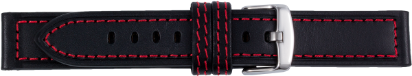 leather watch strap black / red