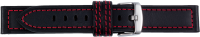 leather watch strap black / red