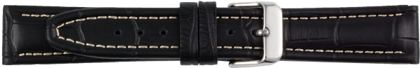 leather watch strap crocodile grain black