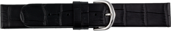 leather watch strap crocodile grain black