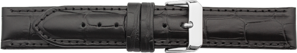 Lederuhrarmband Krokopr&auml;gung schwarz
