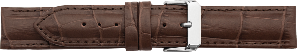 leather watch strap crocodile grain dark brown