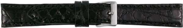 Lederuhrarmband echt Krokodil schwarz