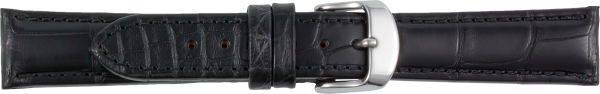 Lederuhrarmband echt Alligator schwarz