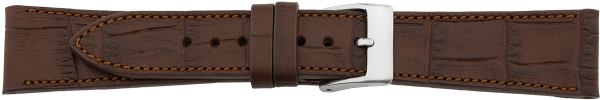 PREMIUM Lederuhrarmband Krokoprägung dunkelbraun