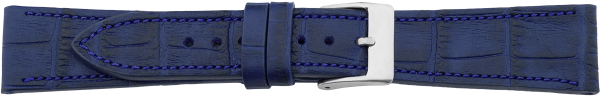 PREMIUM Lederuhrarmband Krokoprägung dunkelblau