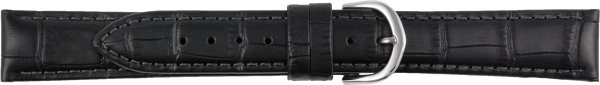 Leather Watch Strap Croco Embossed XL Black