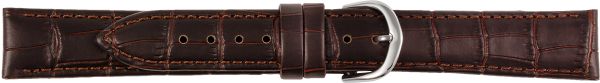Leather Watch Strap Croco Embossed XL Brown