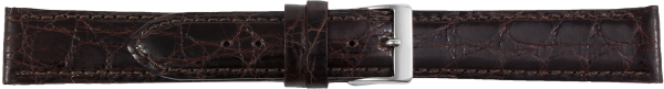 Lederuhrarmband echt Krokodil dunkelbraun XL