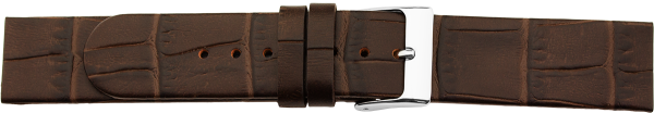 leather watch strap screwed ends crocodile grain dark brown