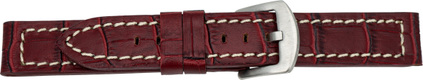 leather watch strap crocodile grain dark red