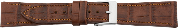 PREMIUM Lederuhrarmband Krokopr&auml;gung braun