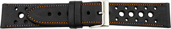 PREMIUM Lederuhrarmband schwarz / orange
